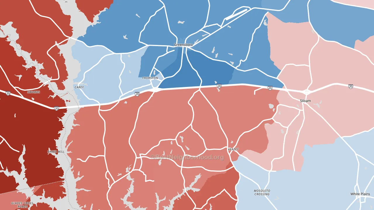 Greene County, GA block-group political-lean map