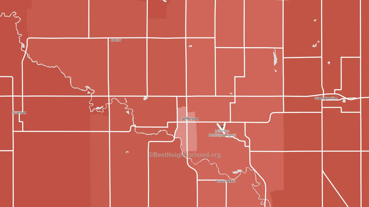 Greene County, IA block-group political-lean map