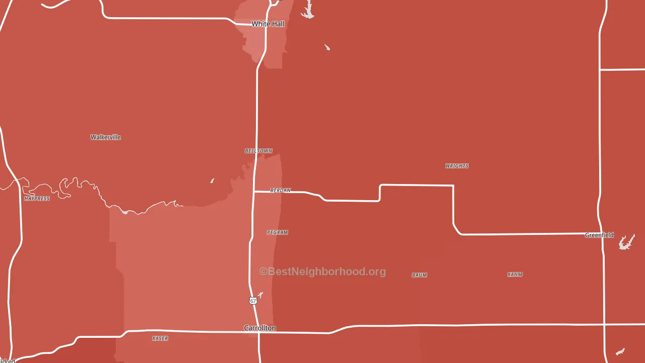 Greene County, IL block-group political-lean map
