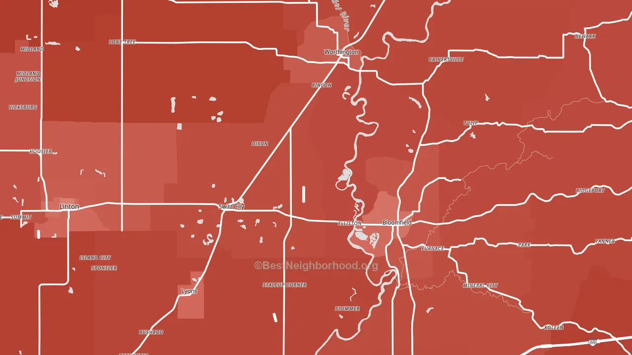 Greene County, IN block-group political-lean map