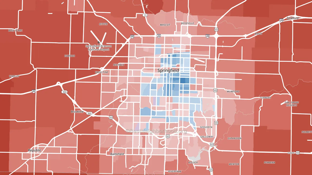 Greene County, MO block-group political-lean map