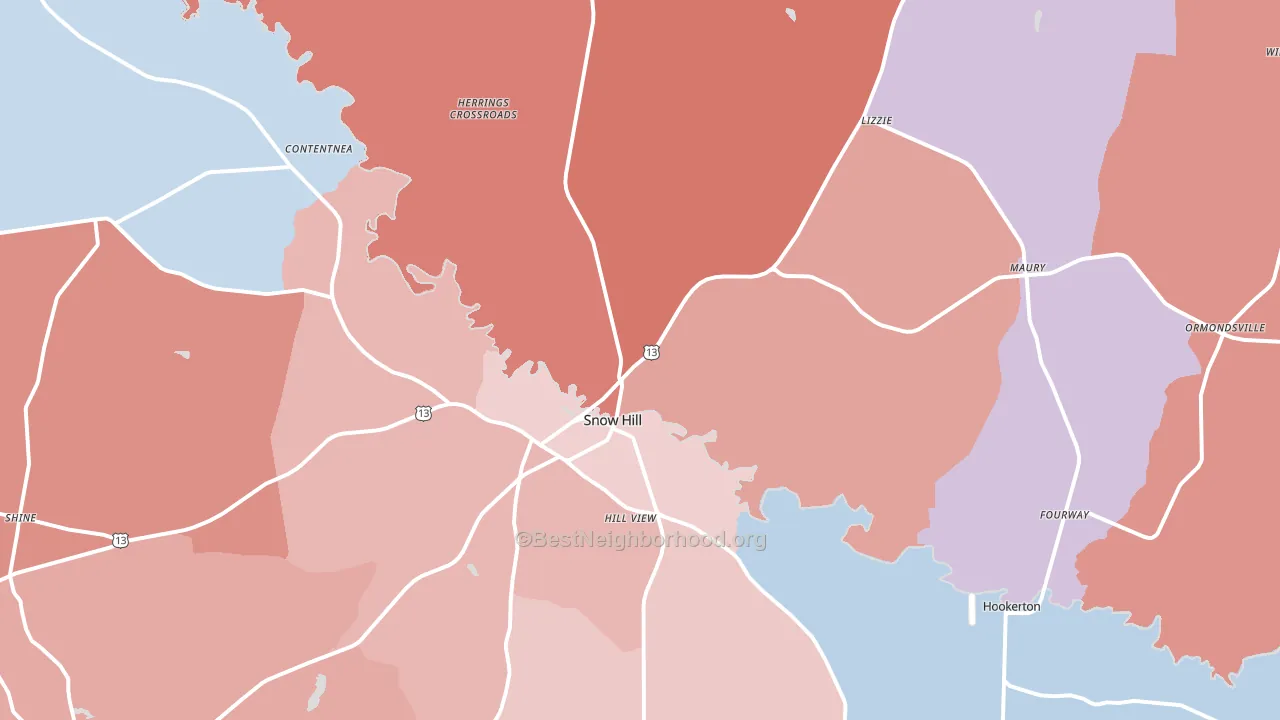 Greene County, NC block-group political-lean map