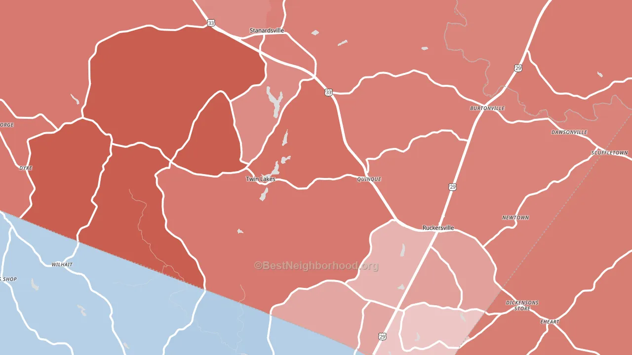 Greene County, VA block-group political-lean map