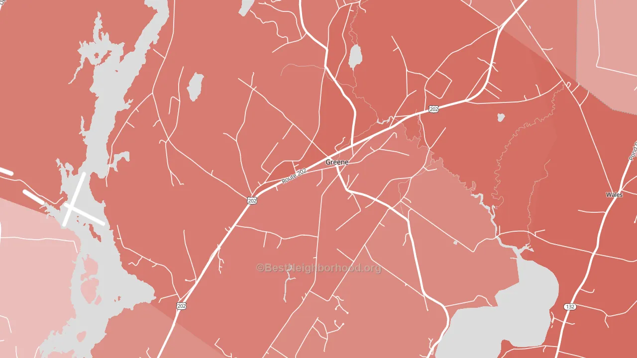 Greene, ME block-group political-lean map