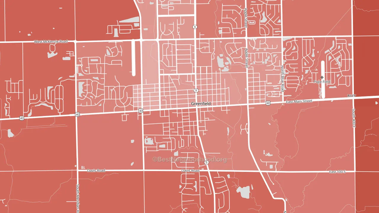 Greenfield Courthouse Square Historic District, Greenfield,  block-group political-lean map