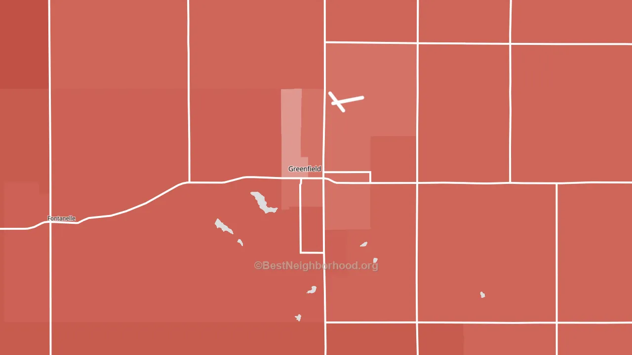 Greenfield, IA block-group political-lean map