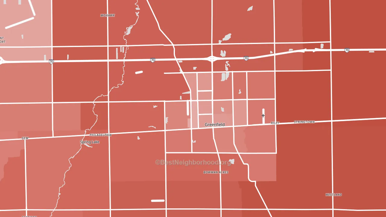 Greenfield, IN block-group political-lean map