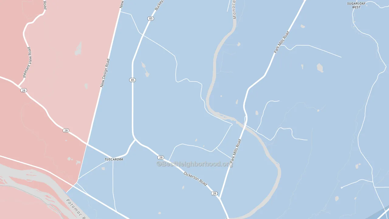 Greenfield Mills, MD block-group political-lean map