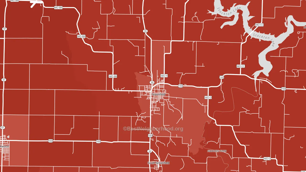 Greenfield, MO block-group political-lean map