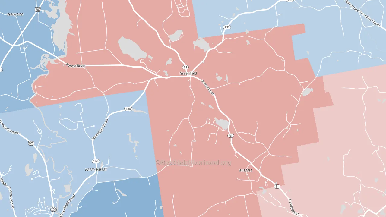Greenfield, NH block-group political-lean map