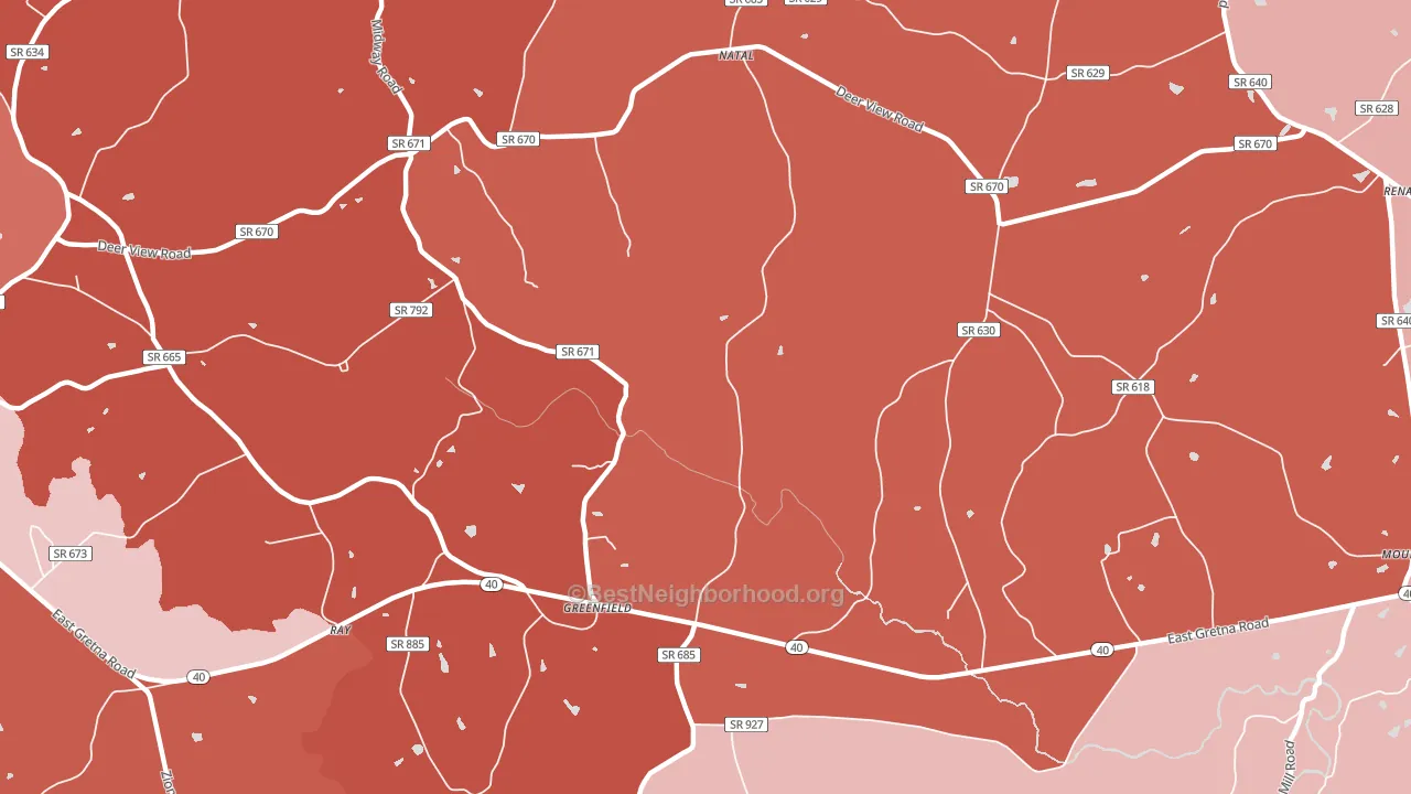 Greenfield, VA block-group political-lean map