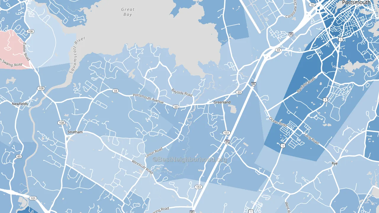 Greenland, NH block-group political-lean map
