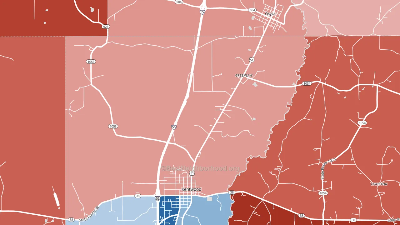 Greenlaw, LA block-group political-lean map