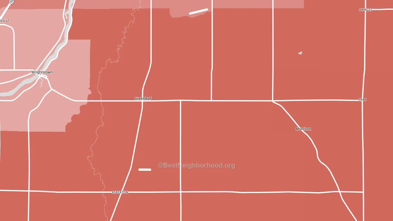 Greenleaf, WI block-group political-lean map