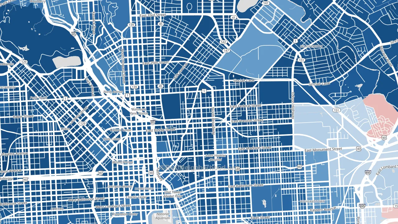 Greenmount, Baltimore, MD block-group political-lean map