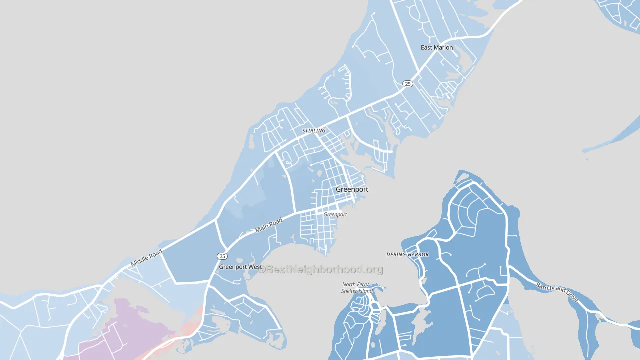 Greenport, NY block-group political-lean map