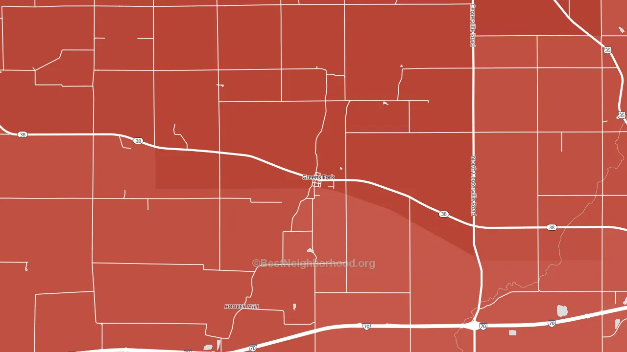 Greens Fork, IN block-group political-lean map