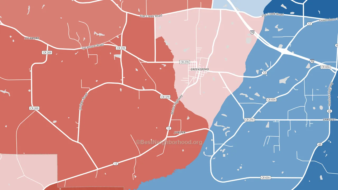Greensboro, FL block-group political-lean map