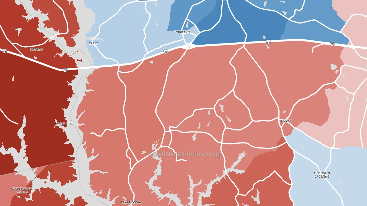 Greensboro, GA block-group political-lean map
