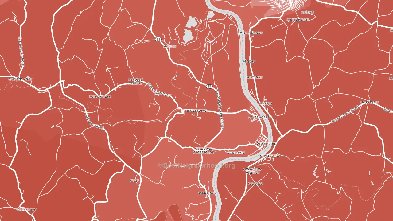 Greensboro, PA block-group political-lean map