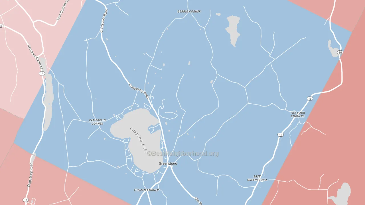 Greensboro, VT block-group political-lean map