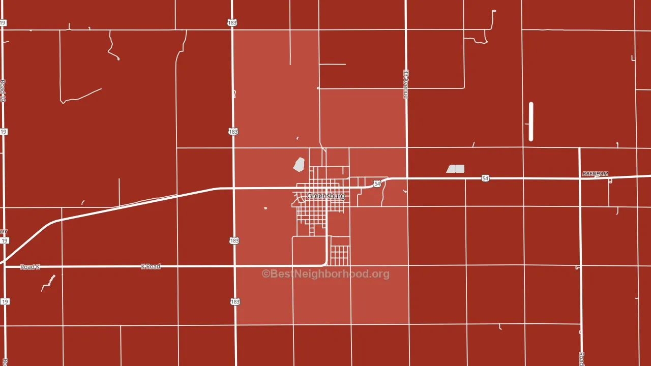 Greensburg, KS block-group political-lean map