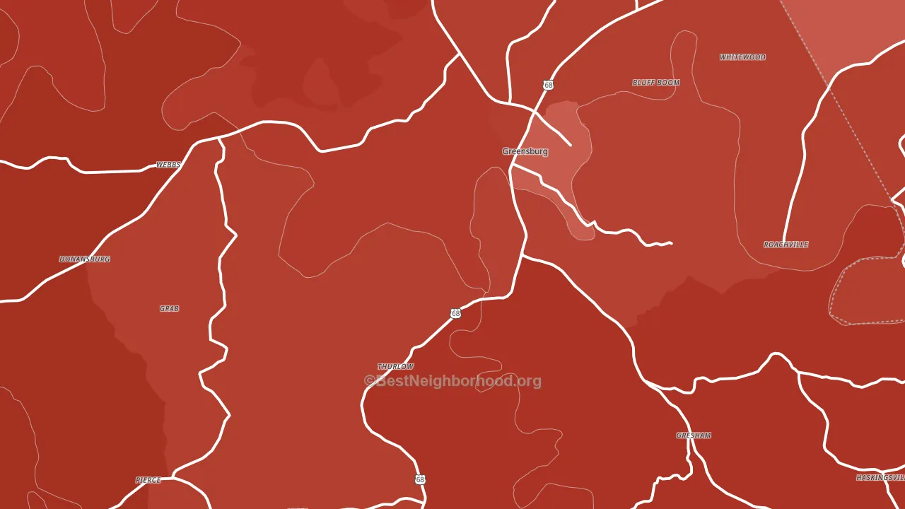 Greensburg, KY block-group political-lean map