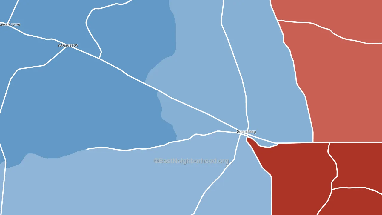 Greensburg, LA block-group political-lean map