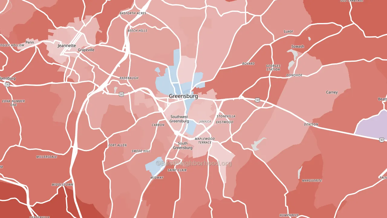 Greensburg, PA block-group political-lean map