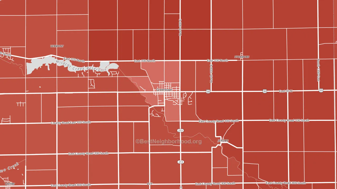 Greentown, IN block-group political-lean map