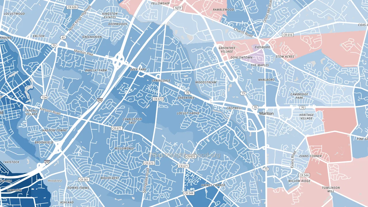 Greentree, NJ block-group political-lean map