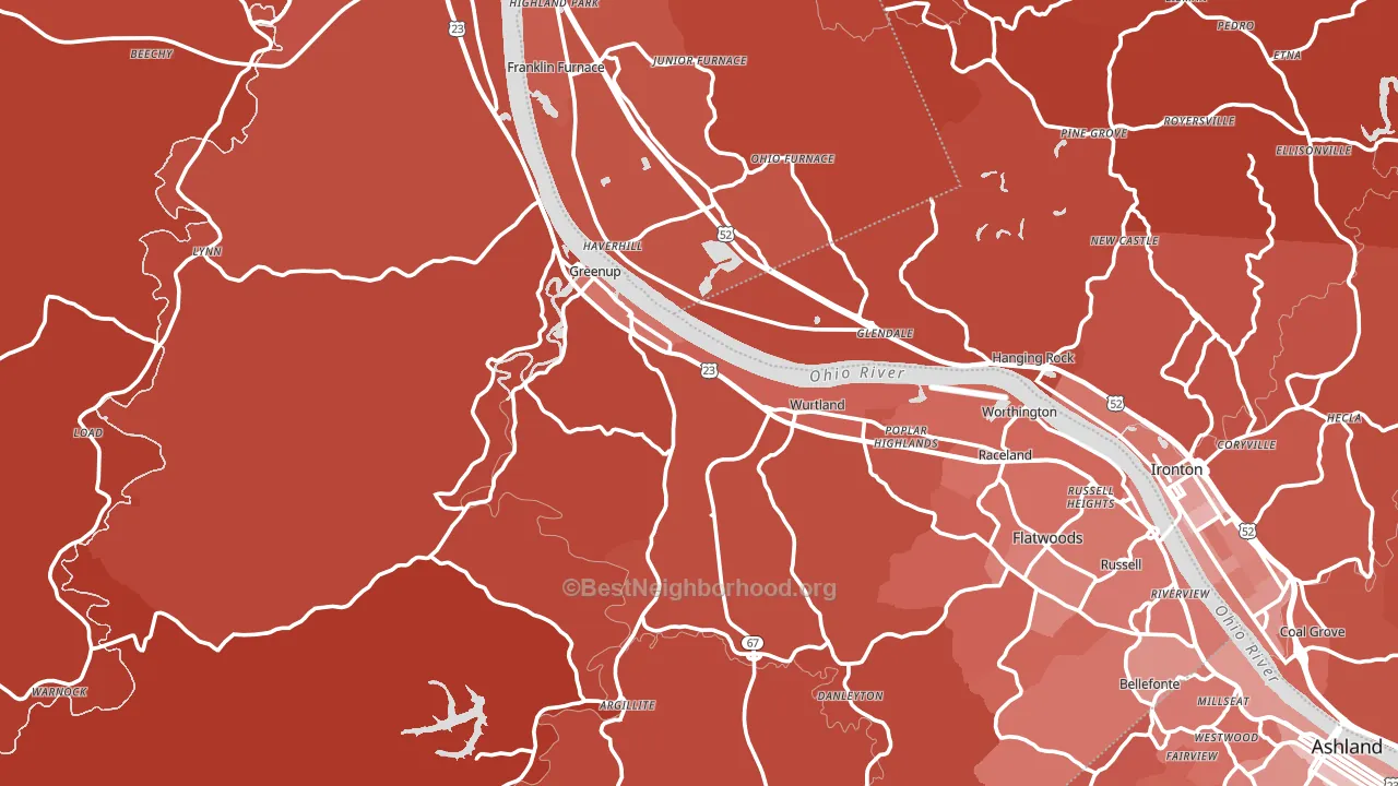 Greenup County, KY block-group political-lean map