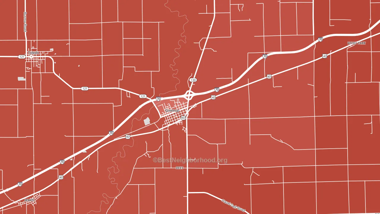 Greenup, IL block-group political-lean map