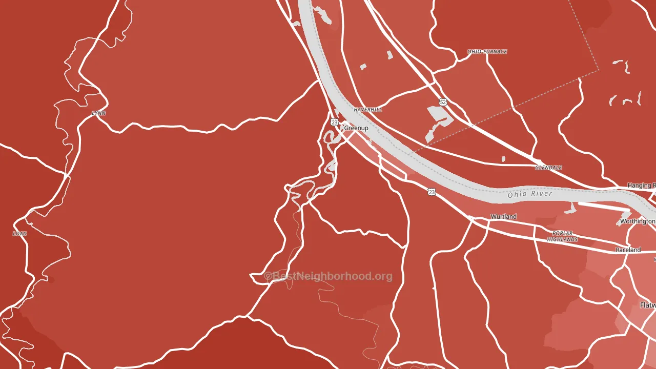 Greenup, KY block-group political-lean map