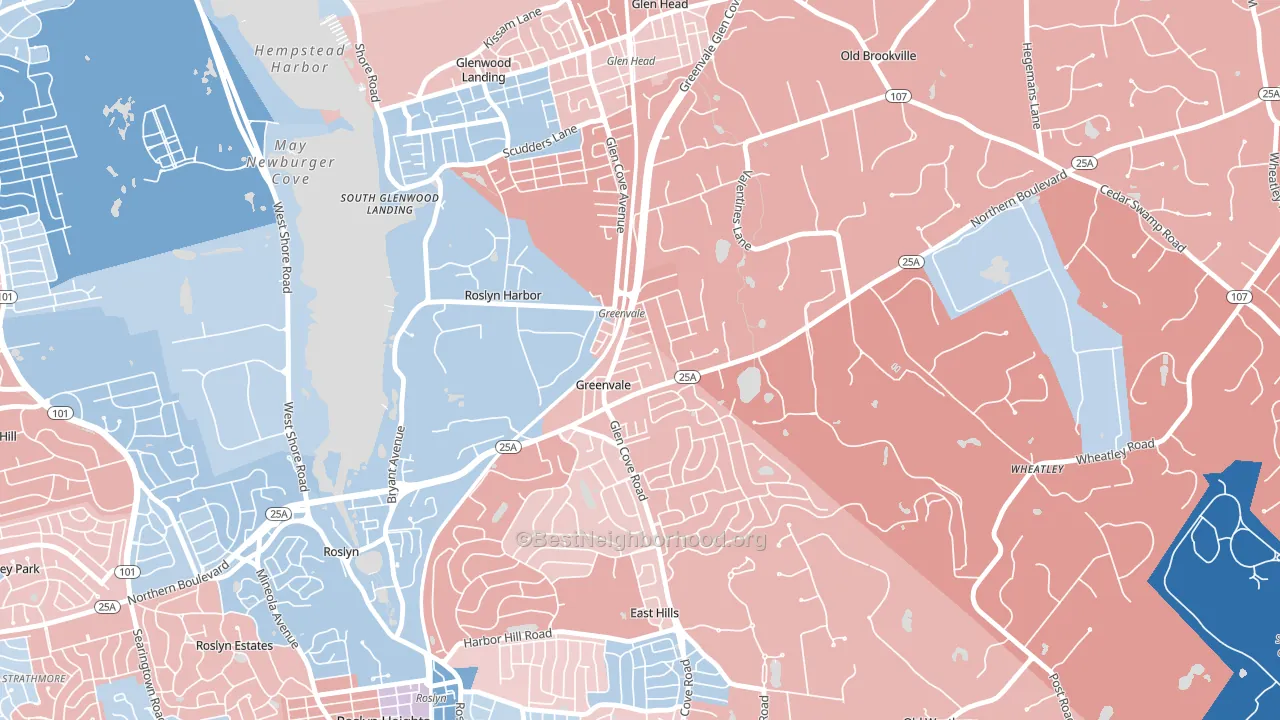 Greenvale, NY block-group political-lean map