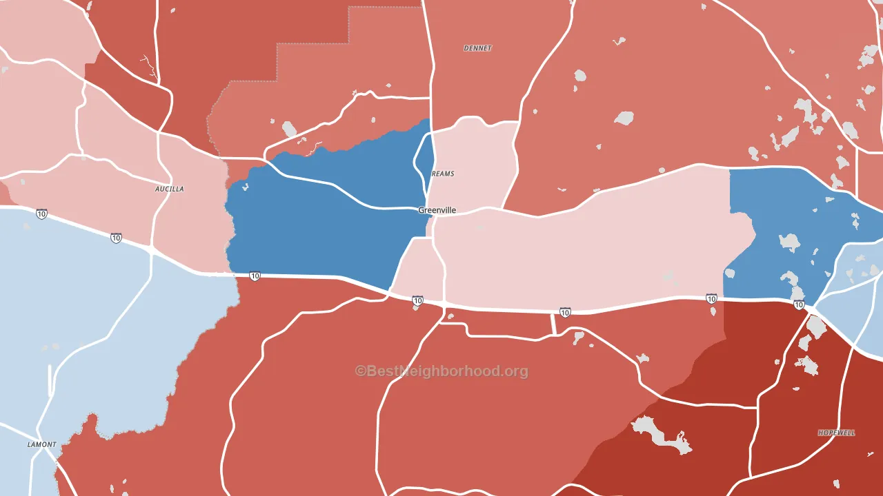Greenville, FL block-group political-lean map