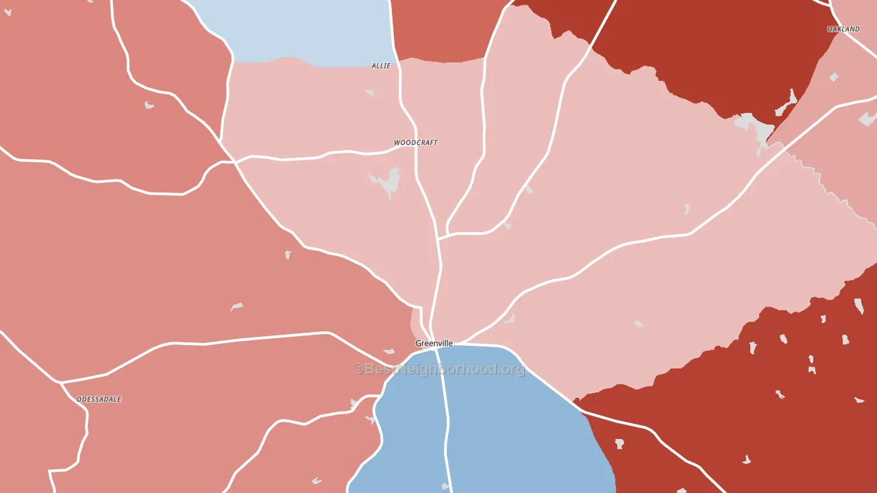 Greenville, GA block-group political-lean map