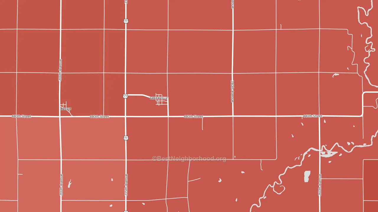 Greenville, IA block-group political-lean map