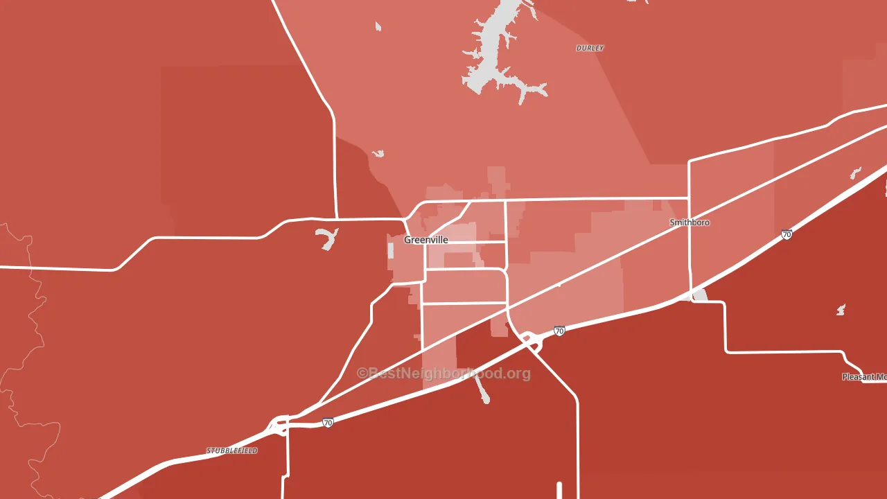Greenville, IL block-group political-lean map