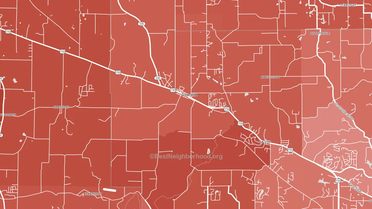 Greenville, IN block-group political-lean map