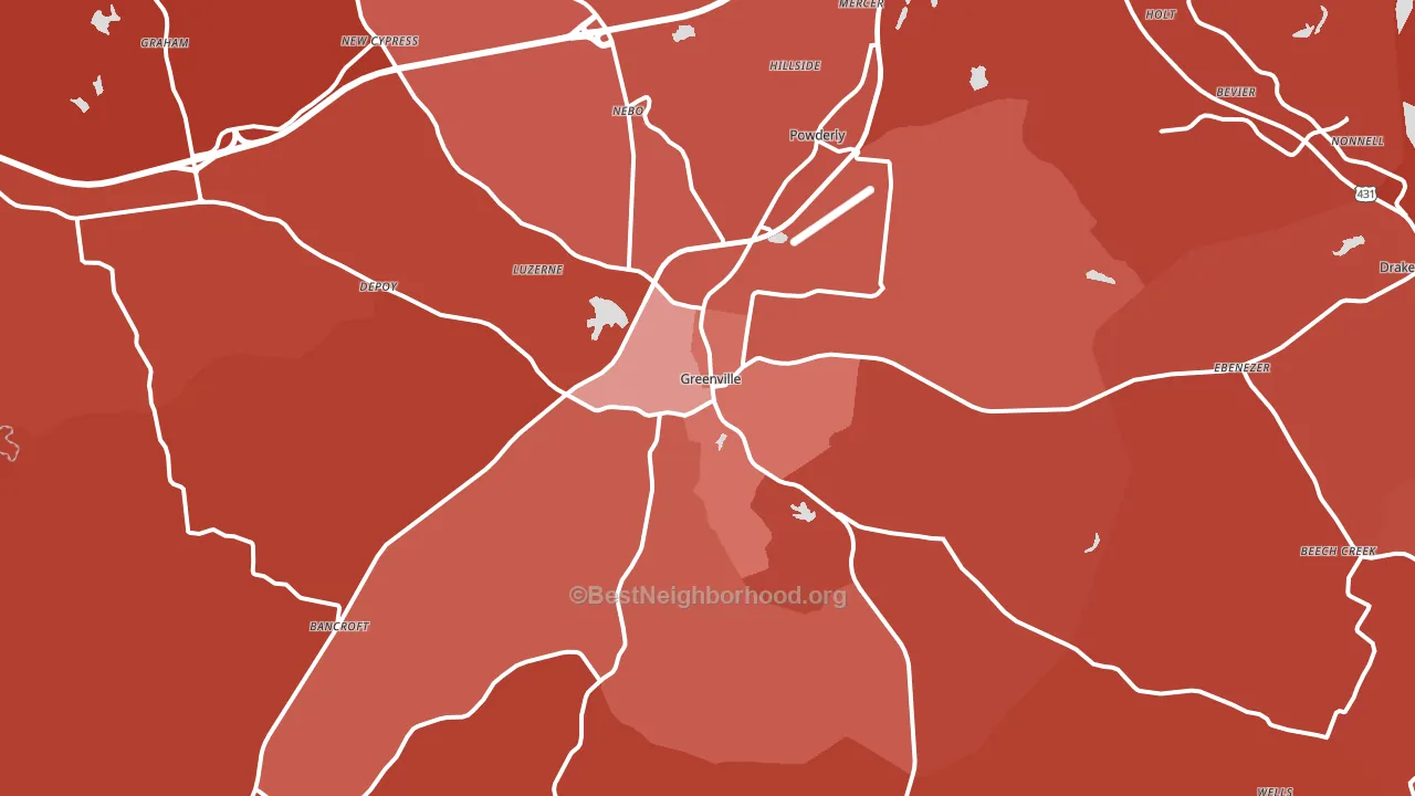 Greenville, KY block-group political-lean map