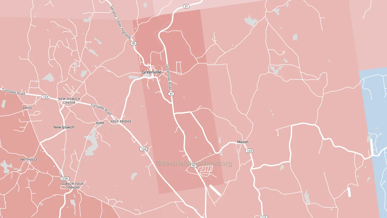 Greenville, NH block-group political-lean map