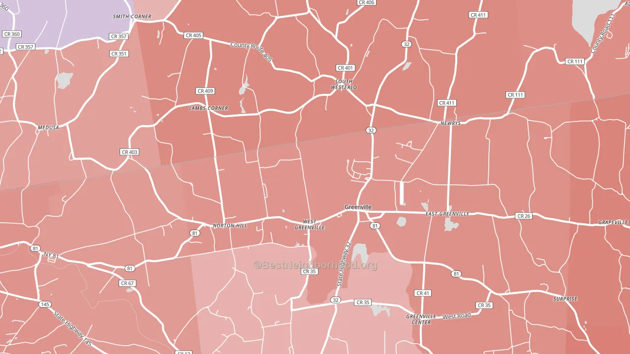 Greenville, NY block-group political-lean map