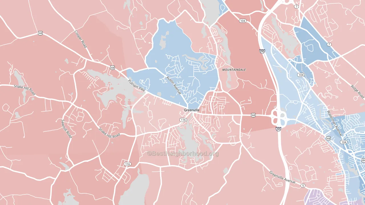 Greenville, RI block-group political-lean map