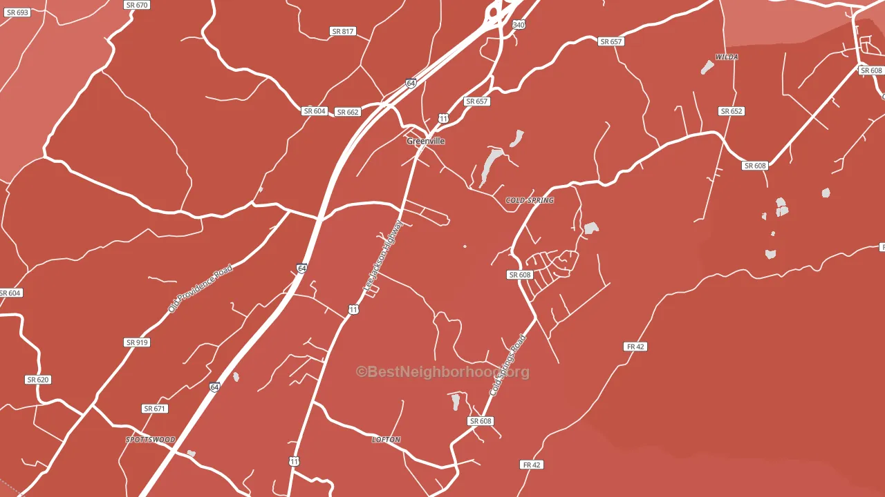 Greenville, VA block-group political-lean map