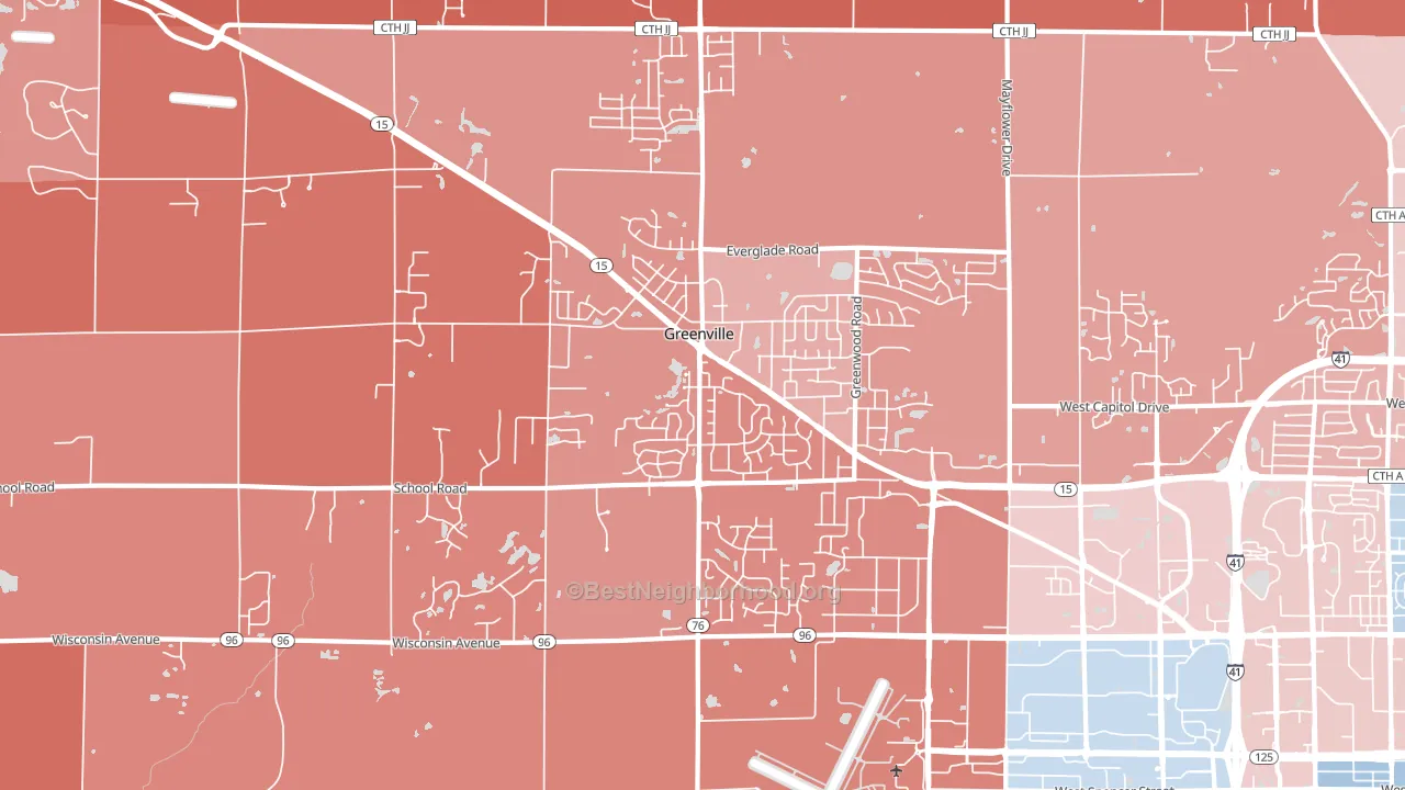 Greenville, WI block-group political-lean map