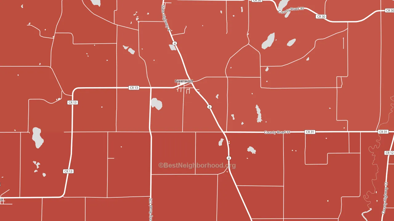 Greenwald, MN block-group political-lean map