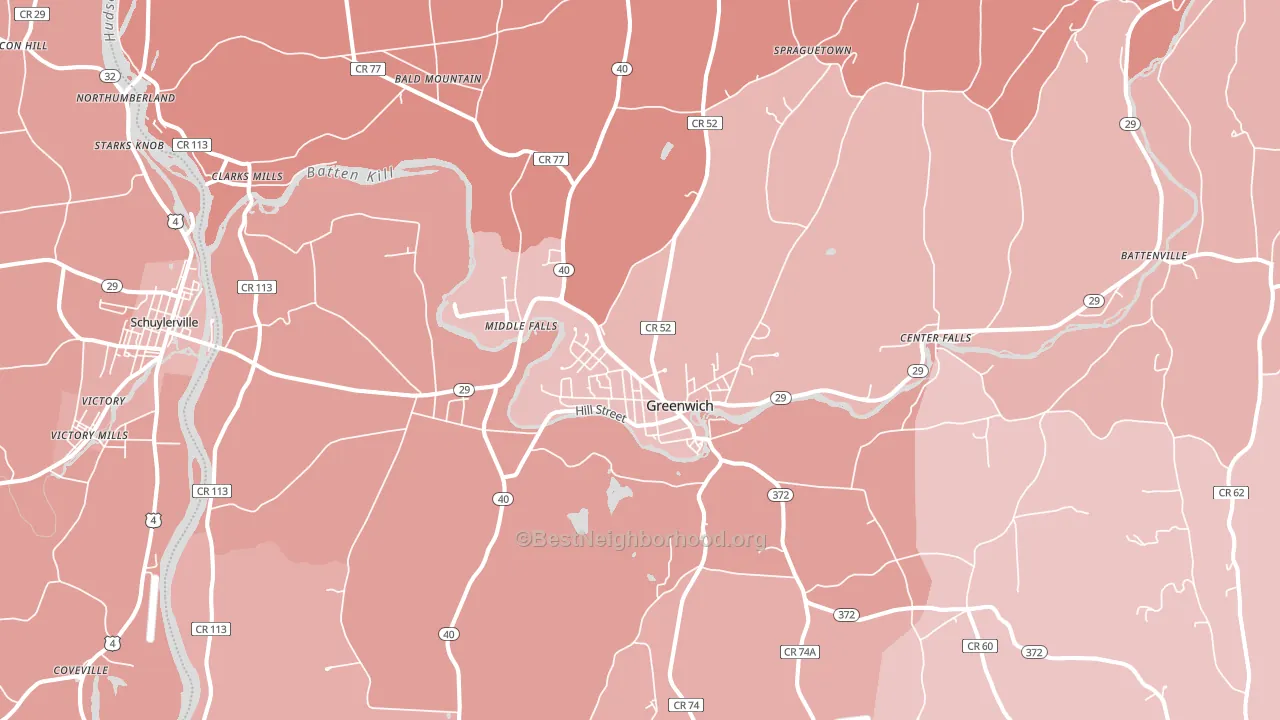 Greenwich, NY block-group political-lean map