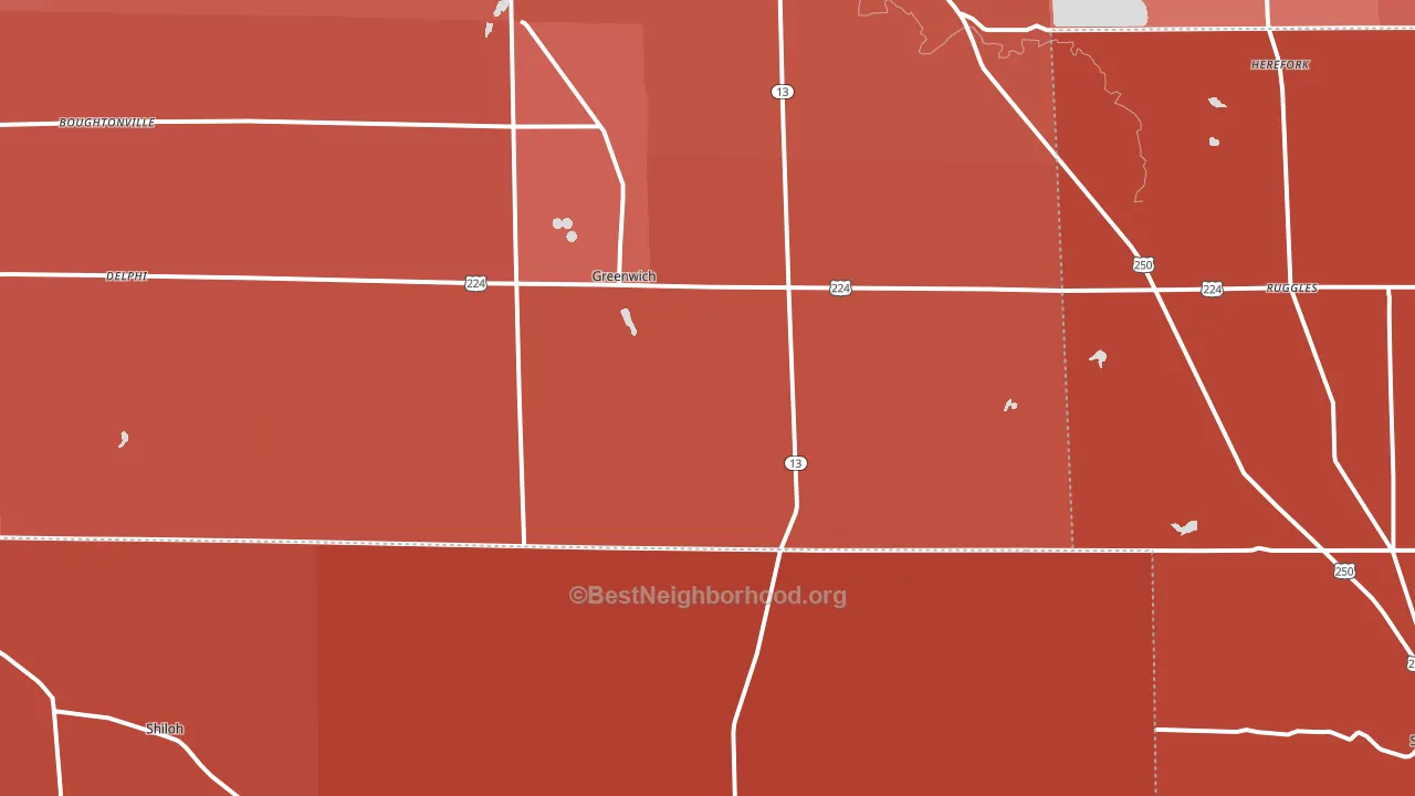 Greenwich, OH block-group political-lean map