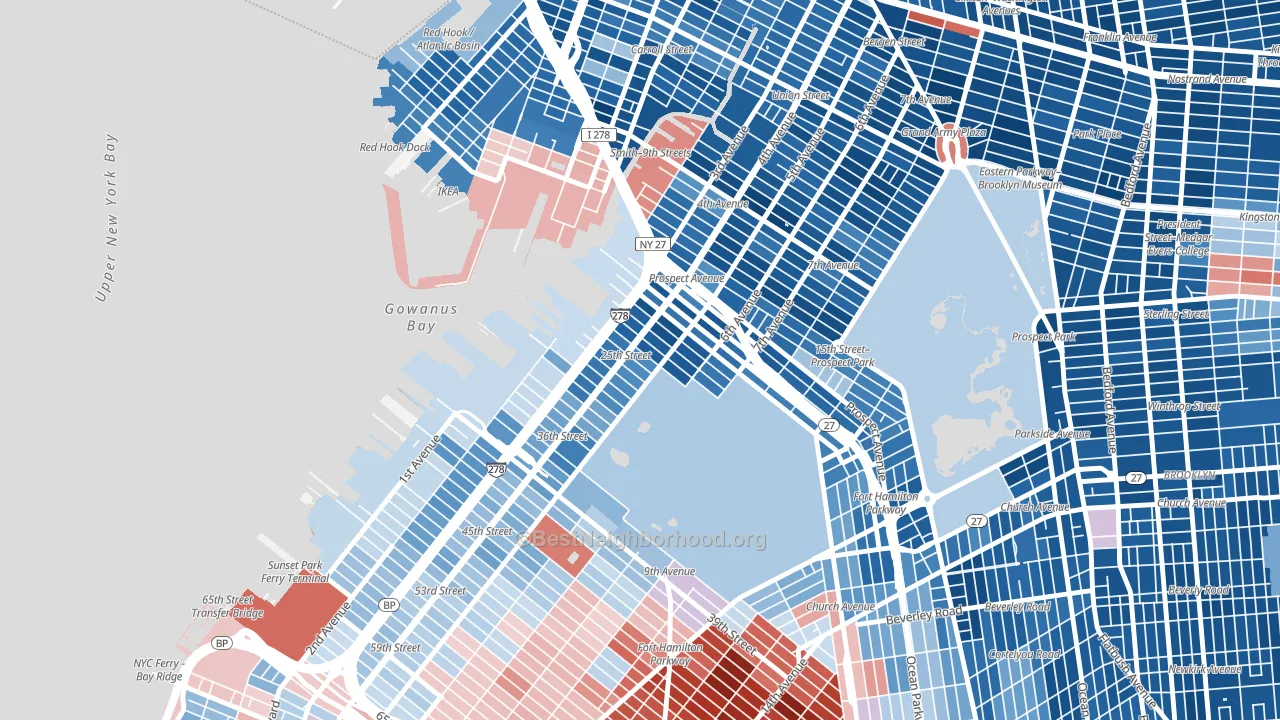 Greenwood, Brooklyn, NY block-group political-lean map
